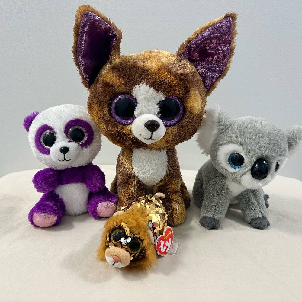 Ty Plush Toy Collection - Brown, Purple, Gray, Gold